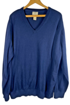LL Bean Sweater Size XL Mens Cashmere Blend Navy Blue V Neck Knit Pullover - £58.59 GBP