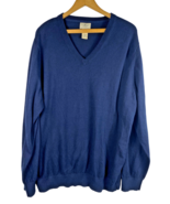 LL Bean Sweater Size XL Mens Cashmere Blend Navy Blue V Neck Knit Pullover - £58.64 GBP
