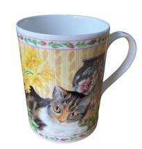 Queen&#39;s Fine Bone China Cozy Cats Calico Cat Floral Cottage Crownford UK Made - $15.90