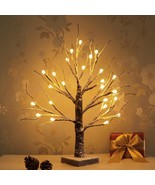 Tabletop Lighted Spray Snow Dusted Christmas Tree with Cute Card 24 LED ... - £37.88 GBP