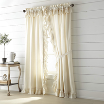 Muslin Ruffled Solid Color Cotton Farmhouse Curtains Rod Pocket Tie Back(S)   - £30.07 GBP+
