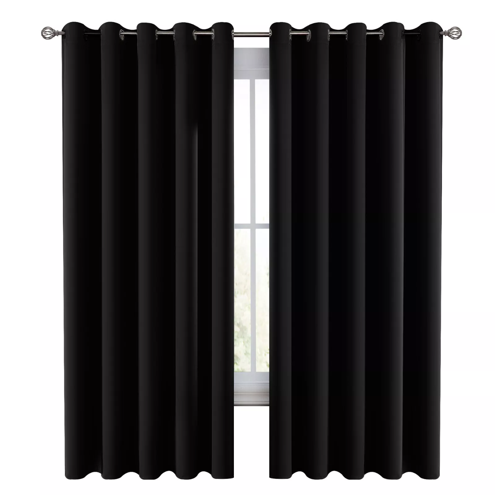 Pair of Blackout Curtains Eyelet Ring Thermal Set Pair of 42’’ Width x 6... - £27.08 GBP