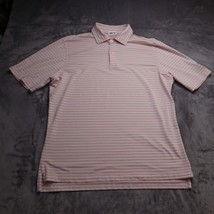 Fairway &amp; Greene Tech Polo Shirt Adult M Pink White Striped Casual Golf Mens - £23.72 GBP