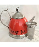 Creative Home 6.5&quot; Melon Color Tea Kettle w Infuser Basket Always Tea Ti... - $25.74