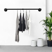 Fobule 48” Wall Mounted Clothes Rack, Industrial Pipe Black Iron Garment... - $31.34