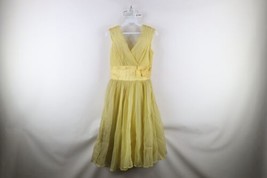 Vtg 50s Womens Small Yellow Tulle Chiffon Cupcake Party Prom Dress Rocka... - £118.36 GBP