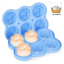 Ice Cube Trays Molds,3D 6 Cavity Large Round Flower Fun Silicone Rose Ice Ball M - £11.26 GBP