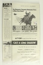 Vintage Western Movie Pressbook Cast A Long Shadow Audie Murphy Terry Moore - $21.01