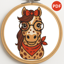 Fashionable horse with a bow - Cross-stitch pattern PDF - Instant download - $5.00