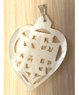 Mother of Pearl  1.50&quot;  Heart Shaped Jesuralem Cross Pendant, New Jerusa... - £15.47 GBP