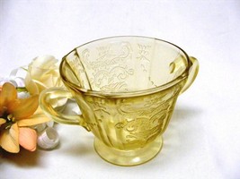 2371 Antique Federal Glass Golden Glo Open Sugar - $8.00
