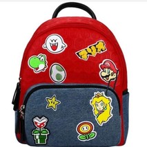 Super Mario Mini Backpack Icon Patches Yoshi Princess Peach 11x8x4 inches - New - £50.33 GBP