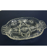 Vintage starburst cut glass relish tray divided dish handles crackers ch... - $24.70