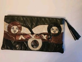 Vintage 80s Colini Handbags Patchwork Leather Clutch Made in USA - £30.70 GBP