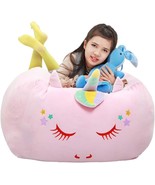 Unicorn Stuffed Animal Toy Storage, Bean Bag Chair Cover Only, Velvet Ex... - $750.30 MXN