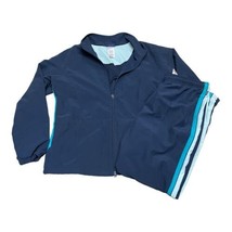 Navy Blue Reebok Track Suit Windbreaker Jacket &amp; Pants Set Mens L Vintage Set - £73.56 GBP