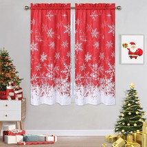 Xmas Snowflake Pattern Kitchen Window Curtain Panels Window, 45 Inches Long. - $33.94