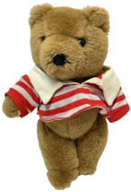 Vintage Applause 1984 Plush Jointed Teddy Bear Rugby Red White Striped Shirt 12&quot; - $21.51