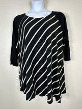 NWT Avenue Womens Plus Size 22/24 (2X) Blk/Wht Striped Top 3/4 Sleeve Stretch - £16.16 GBP