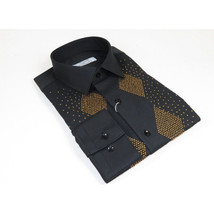 Men CEREMONIA Turkey Shirt 100% Cotton Fancy Rhine Stones #Rio 15 Black Slim Fit image 6