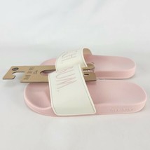 Rae Dunn Beach Bum slides Pale Pink &amp; Ivory Size 8 Sandals New Off White  - $28.68