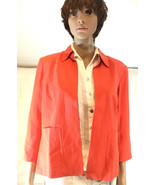 Peach Jacket Silk Linen Coldwater Creek Lined Collar Open Front 4 XS - $64.02 CAD