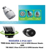 Niagara 3 pc Set Tri Max 3 flow Faucet Aerator &amp; 2 DUAL MAX 2 Flow Showe... - £16.16 GBP