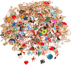 SANNIX 350Pcs Bracelet Charms Jewelry Making Charms Assorted Gold Plated Enamel  - £23.39 GBP