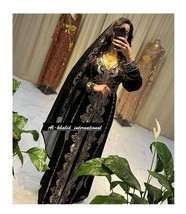 Black  New Abaya Dress Long  Gown Dubai Party Festive Georgette Moroccan - £80.11 GBP