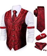 Barry.Wang Mens Silk Lapel/Shawl Collar Vest Tie Sleeve Holder Set Forma... - £65.60 GBP