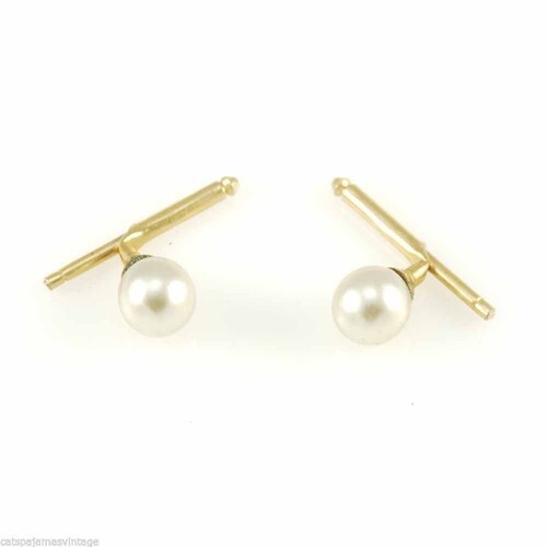 Cufflinks Faux Pearl  Unisex 1940S Vintage Mens Vintage Jewelry Item image 2