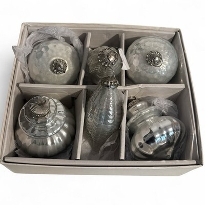 Christmas Ornaments 7" Mercury Glass Kugel Hanging LARGE Big Silver HEAVY Item image 3