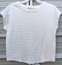 Soft Surroundings Size Medium Ivory Gauze Cotton Short Sleeve Top - $17.82
