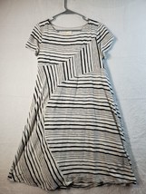 Anthropologie Maeve Shift Dress Women Large White Black Striped Knit Rayon Blend - £18.52 GBP