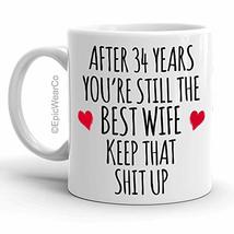 34 Year Anniversary Coffee Mug for Her, 34th Wedding Anniversary Cup For Wife, W - £12.13 GBP