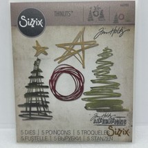 Discontinued Tim Holtz Festive Scribbles Sizzix Thinlits Die Set 5PK #660980 - £22.04 GBP