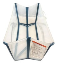 Stokke Flexi Bath Folding Baby Bathtub White Blue w/ Newborn Support No Plug image 4