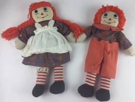 VINTAGE/RETRO 16&quot; Orange Hair RAGGEDY ANN &amp; ANDY RAGDOLLS BUTTON EYES! - £11.91 GBP