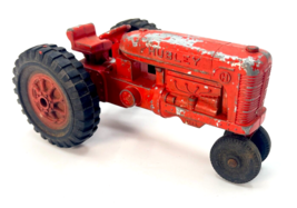 Vintage Hubley Kiddie Toy, Red Die Cast Farm Tractor with Disc Plow, Made in USA - £53.11 GBP