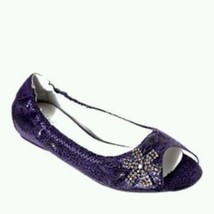 Intaglia purple slip on peep toe flats Sahana size 8.5 brooch embellished - $34.99
