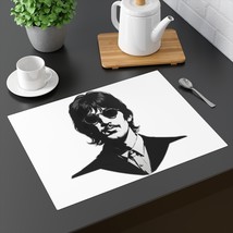 Ringo Starr Black and White Portrait Placemat, 18&quot;x14&quot; Cotton, Beatles Drummer M - £18.11 GBP