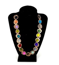 Colorful felt ball necklace, statement necklace, art wool necklace, bronze color - £66.88 GBP