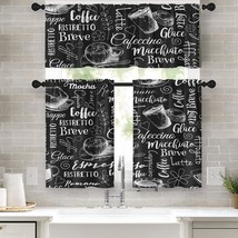 36 Inch Black Window Curtains And Valances Set Of 3, Vintage Coffee Names Short  - £31.62 GBP