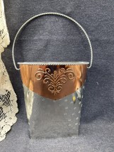 Tin Metal Embossed Hanging Wall Bucket Basket Pocket 9” Tall - $11.30