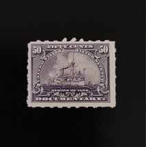 1898 50c U.S. Internal Revenue, Battleship, Documentary, Slate Violet Sc... - $1.98