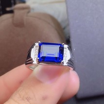 Royal blue sapphire gemstone ring for men ring natural gem good cut 925 sterling silver thumb200