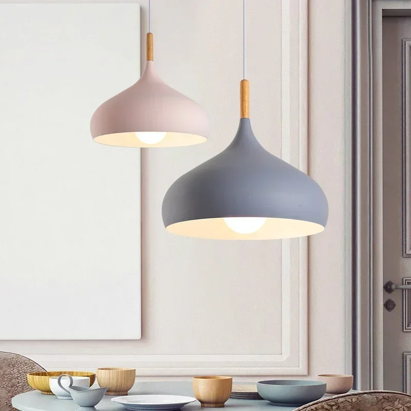 Nordic Simple Macaroon Color Pendant Lights LED Hanging Lamp Lamparas Co... - $92.75+