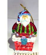 Santa in the Chimney Hanging Mini Kirk Critter Vintage Ornament - £8.57 GBP