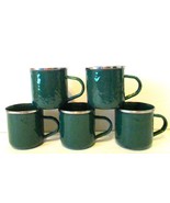 The Golden Rabbit Enamelware Solid Green Set of 5 Coffee Cups 12 Ounce - $54.33 CAD