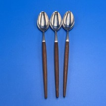 3 VTG EPIC ECKO Iced Tea Spoons Silverware Wood Handles MCM - £14.90 GBP